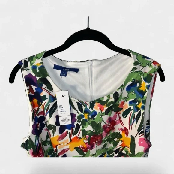 APT 9 Floral Sheath Dress Garden Party Wedding Easter Career Spring-Size 10 - Picture 2 of 9